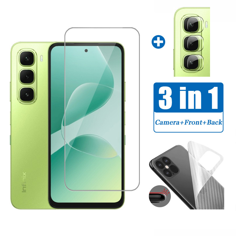 Infinix Hot 60i 4G 5GกระจกนิรภัยสําหรับInfinix Hot 50i 60 50 40 40i 30 30i 20 Play Free Fire NFCสมาร์ท 10 HD Plus 9 GT 30 20 10 Proป้องกันหน้าจอ + ฟิล์มด้านหลัง + ฟิล์มกล้อง