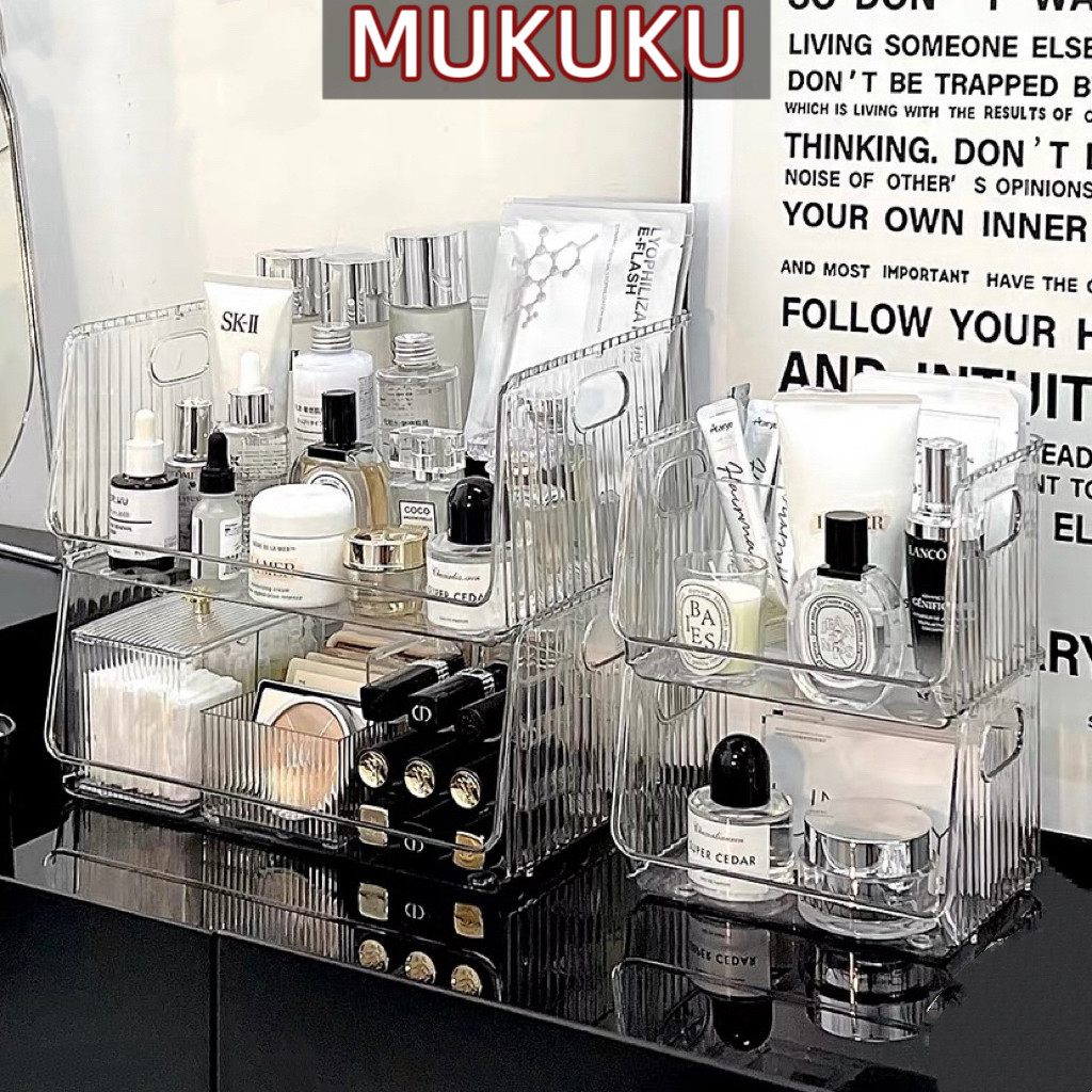 MUKUKU กล่องเก็บของตั้งโต๊ะ กล่องใส ชั้นวางของ ชั้นวางอะคริลิค แข็งแรง สไตล์มินิมอล ประหยัดพื้นที่ ราคา ถูกที่สุด ดีลบีเคเค รูปภาพหลัก