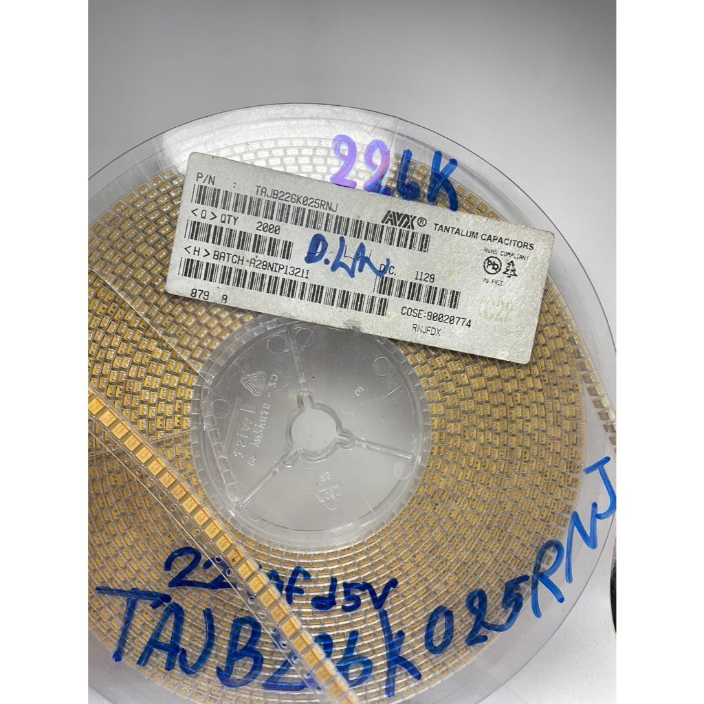 TANTALUM CAPACITOR(แพ็คละ5ตัว)TAJB226K025RNJ พร้อมส่ง  22uF 25V 226k