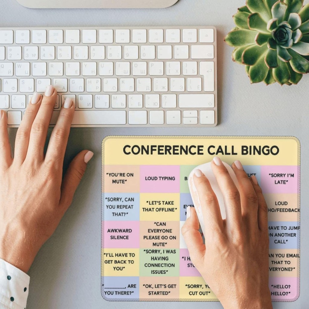Conference Call Bingo Zoom Meeting Water Resistant Mouse Pad with Stitched Edge Computer Mouse Mat w