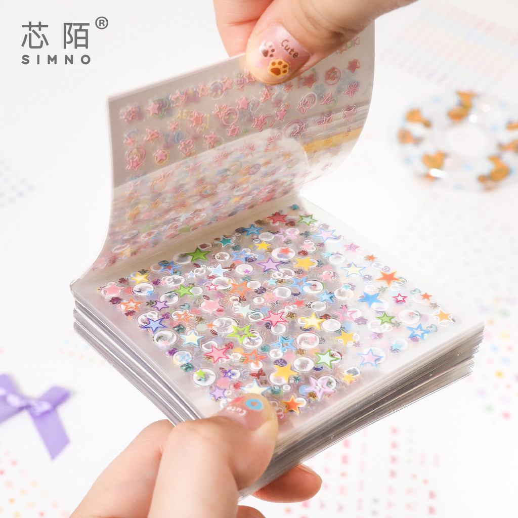 สมุดสติ๊กเกอร์หนังสือ2000 +ชิ้นน่ารักผีเสื้อดาวหัวใจกาวในตัวเกาหลีโบว์ริบบิ้น เคป๊อป สําหรับเด็กสาวเด็กความงามหัตถกรรมสมุดขยะวารสาร25-หน้า