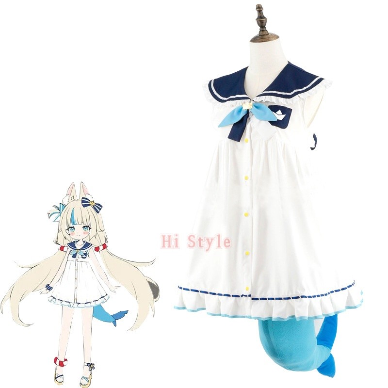 เครื่องแต่งกายแบบ Cosplay VTuber Gawr Gura ลายฉลาม Roe