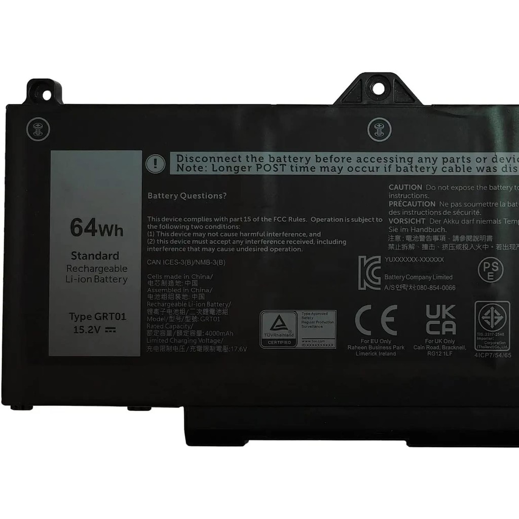 GRT01 00P3TJ 0P3TJ 0R05P0 R05P0 9JRV0 05RGW แบตเตอรี่แล็ปท็อปเข้ากันได้กับ Dell Latitude 5421 5431 5