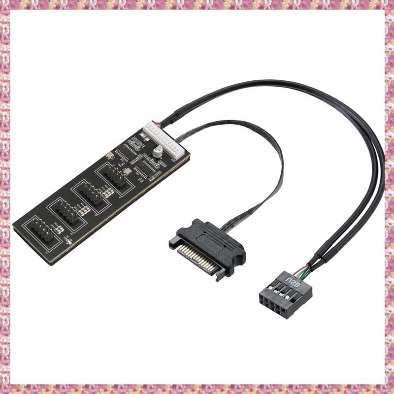 [VCR] ตัวแยกหัว USB 9Pin พร้อมสายไฟ SATA, ส่วนต่อขยายฮับ USB ภายในขั้วต่อแยก USB 2.0 สําหรับเมนบอร์ด