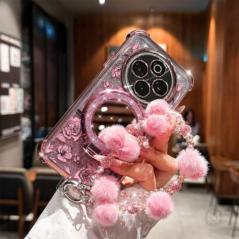 ปลอกสําหรับ VIVO X200 X100 Pro X100S X200S X100 X200 Ultra Bling กระจกผู้ถือนุ่มเคสโทรศัพท์พร้อมสร้อยข้อมือโซ่ - รูปที่ 7