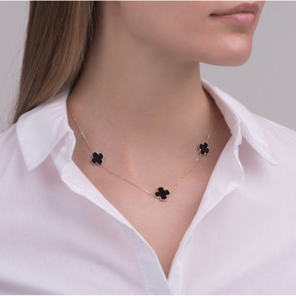 E1 สร้อยคอโคลเวอร์เล็กไทเทเนียมสวยงามขายส่ง ctm