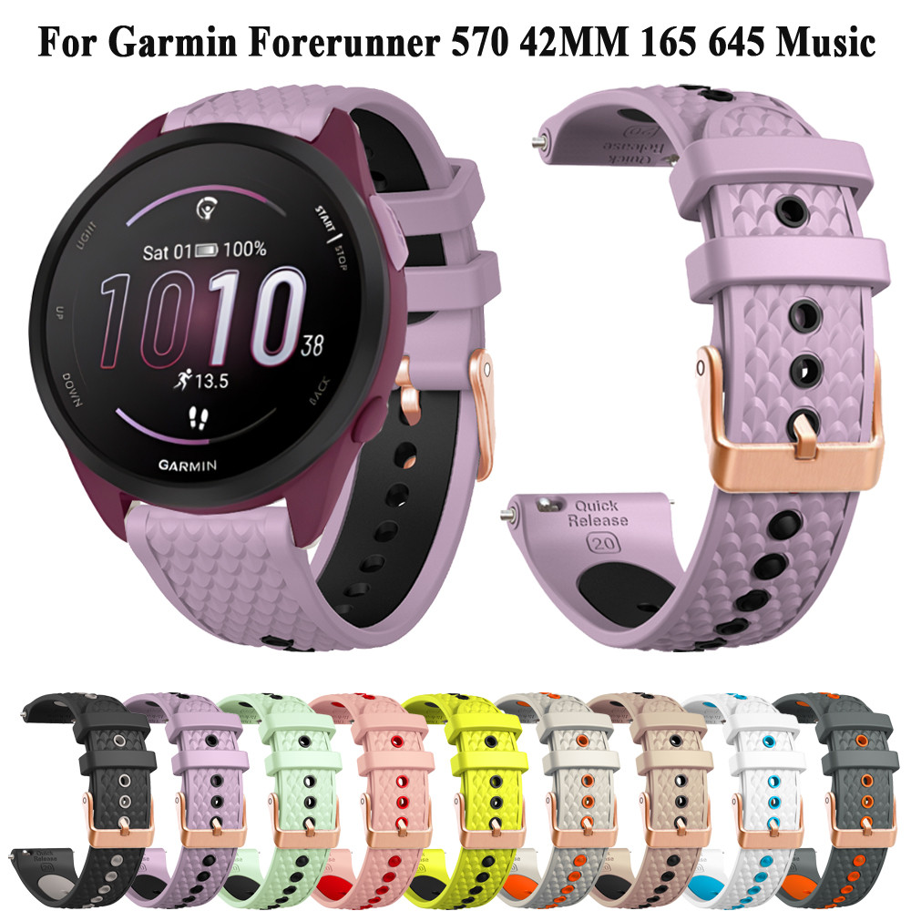 Forerunner 165 เพลงสมาร์ทนาฬิกาสร้อยข้อมือสําหรับ Garmin Venu 2 Plus SQ 2 Forerunner 245 645 570 42 มม.ซิลิโคน 20 มม.สายรัดข้อมือ
