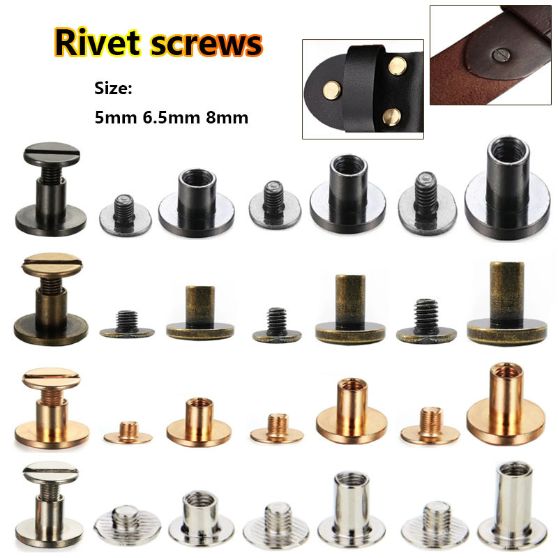 DIY Leather Rivet Kit – 20pcs Round Head Screw Bolts for Shoes, Bags & Belts (5/6.5/8mm)