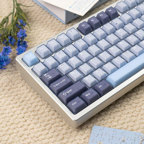 keycap keycap ไทย Blue Coconut Bubble Semi-Transparent Mechanical Keyboard Keycap Full Set PBT + PC 