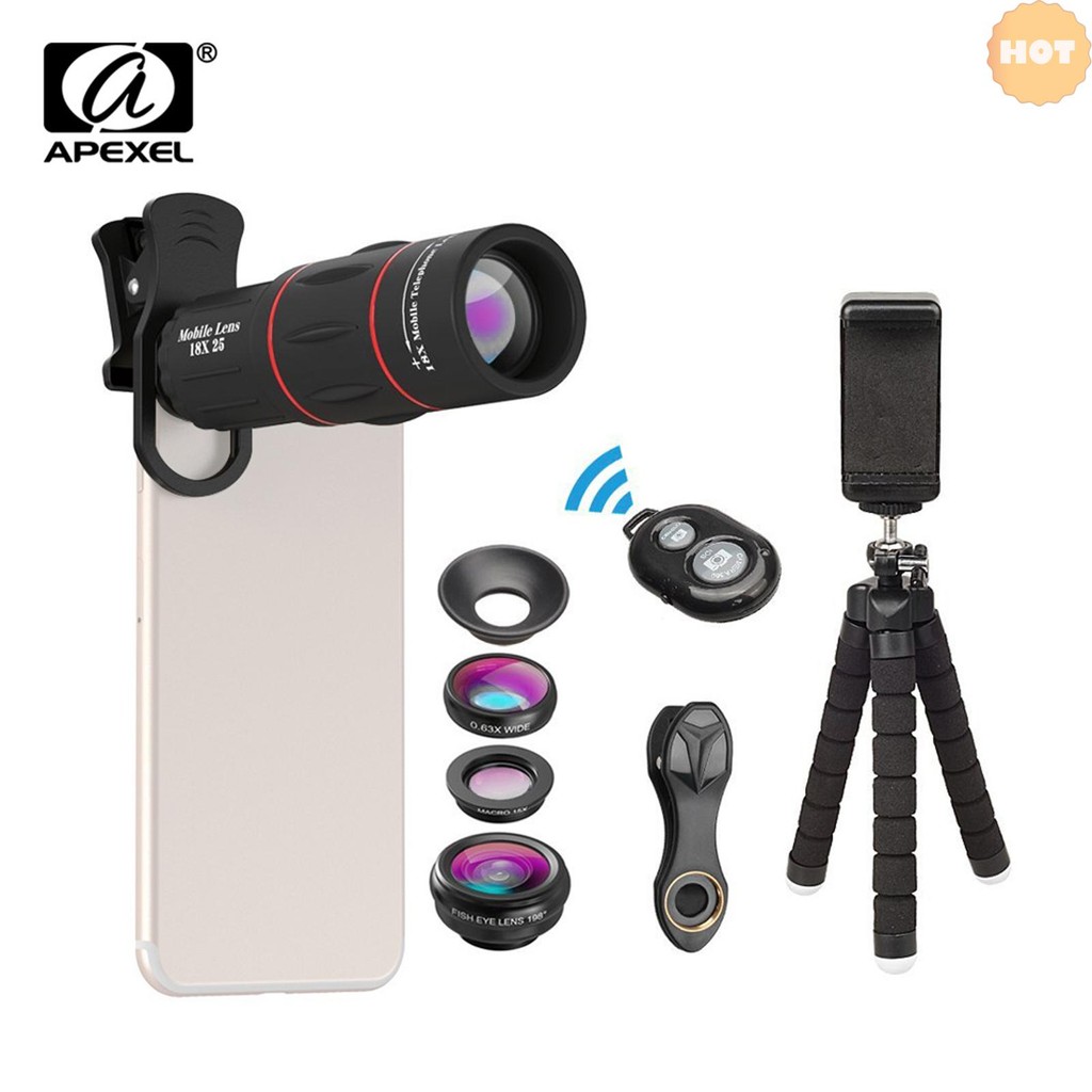 [2025 ใหม่] APEXEL APL-T18XBZJ5 Telephoto 4 in 1 โทรศัพท์มือถือเลนส์ Universal Kit 18X โทรศัพท์มือถื