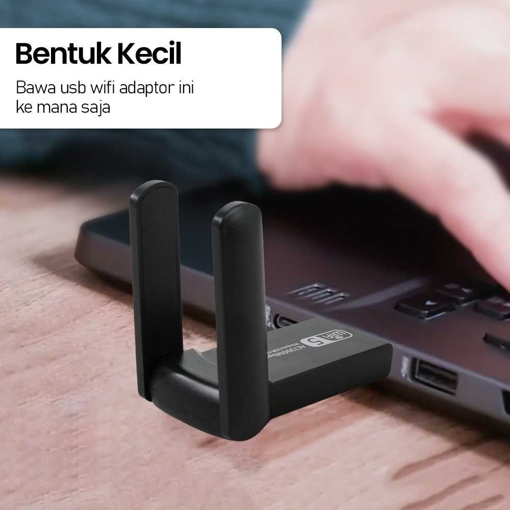 QUICKSHP ICANING อะแดปเตอร์ดองเกิลส่งสัญญาณ USB WiFi 802.11ac 1300Mbps - AC1300| |