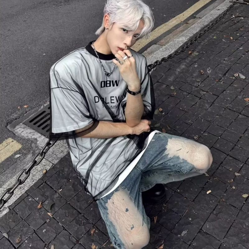 SEACHENIC เสื้อยืดแฟชั่นสำหรับฤดูร้อน ออกแบบลายตาข่าย สไตล์คลายๆ — صورة 3