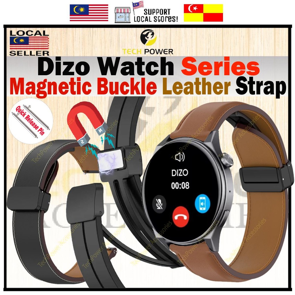 Dizo Watch,Pro/ Watch R/ Watch D,D Talk,D2 /Dizo Watch R2,22mm สายหนังแม่เหล็กหัวเข็มขัดพรีเมี่ยม