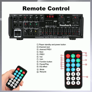 เพาเวอร์แอมป์ AV-326BT 2 Channel Bluetooth 5.0 1600วัตต์ เครื่องขยายเสียง แอมป์ขยายเสียง Audio Amplifier With Mixer