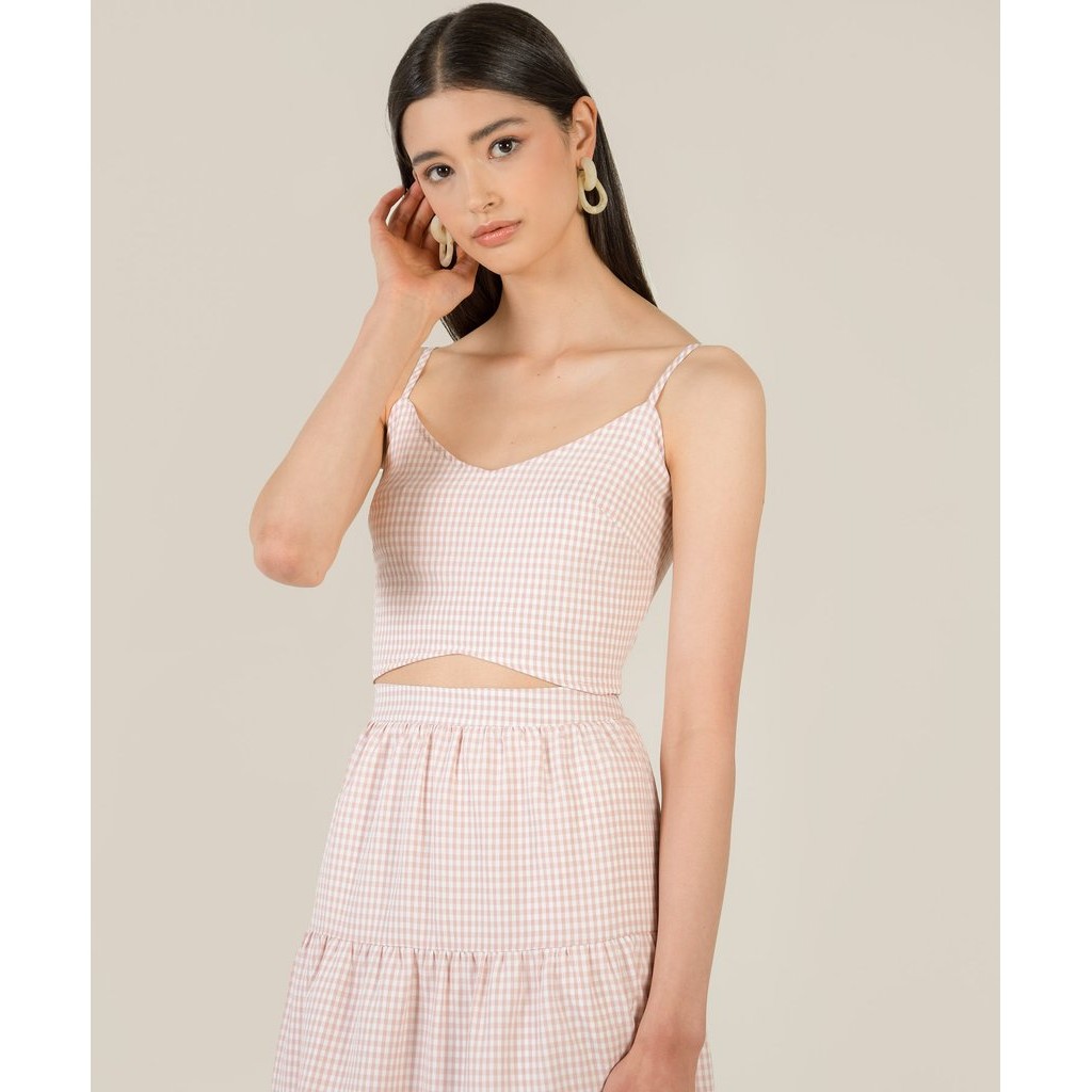 เสื้อครอป Tulsa Gingham - สีชมพู