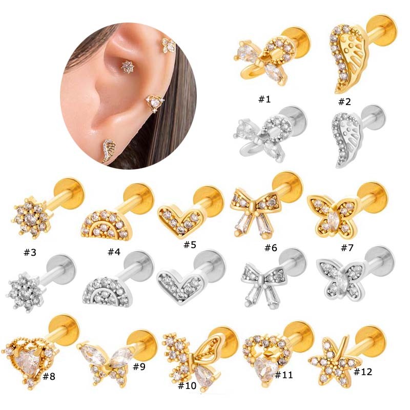 สเตอร์ลิงสเตเดียม สแตนเลส ไครโอเนีย ทรงปีก สำหรับเจาะหูLOBE, HELIX