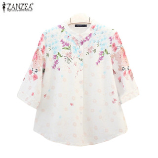 เสื้อเชิ้ตพิมพ์ลายดอกไม้ สไตล์เกาหลี ทรงคล่องแคล่วสำหรับคุณผ…