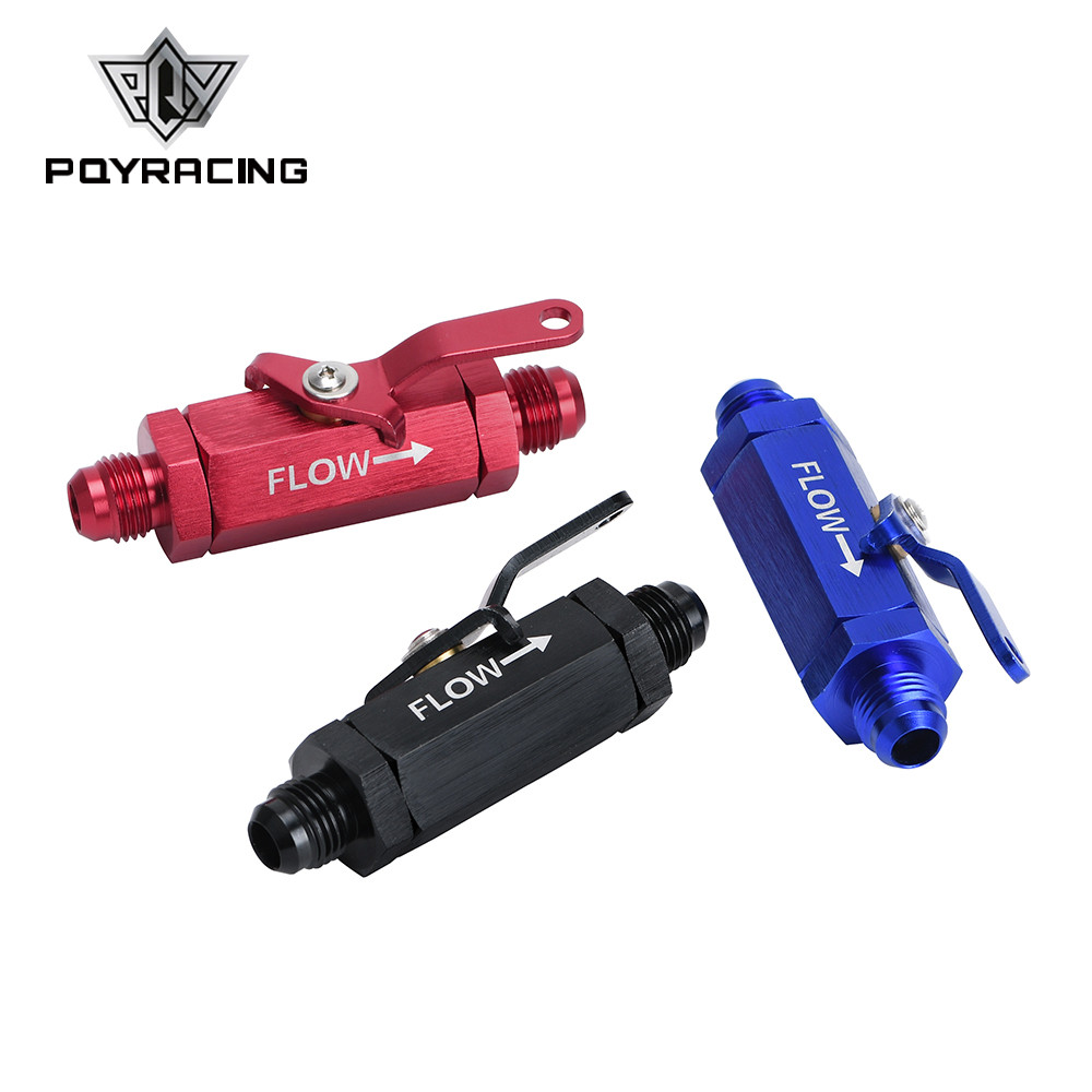 GAN6 6AN Aluminum Inline Fuel Filter Shut Off Valve Cut Off w/ Cable Lever Black 1Pcs PQY-FSV06