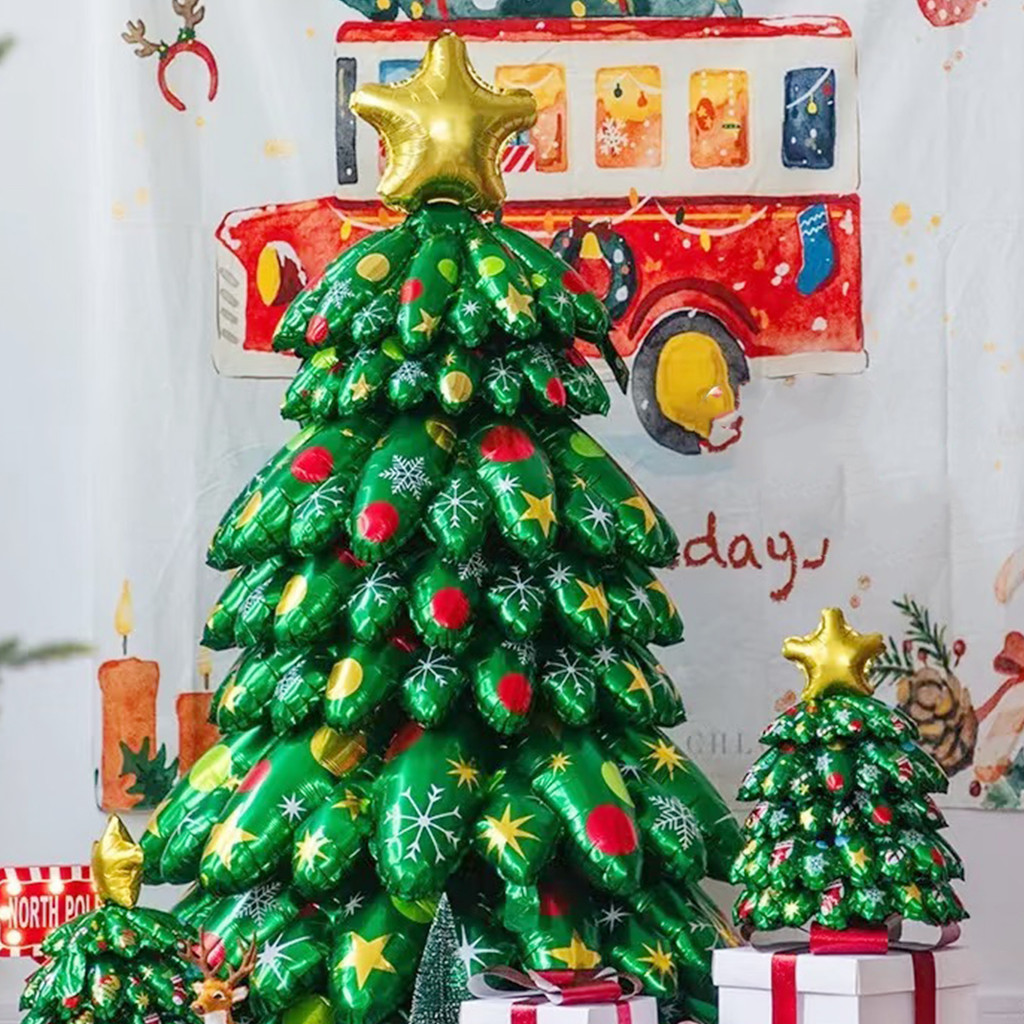 Simple Assembled ลูกโป่งอลูมิเนียมต้นคริสต์มาส - ขนาด S/L - ต้นคริสต์มาสเป่าลมสีเขียวคลาสสิกพร้อมไฟ LED - รูปที่ 2