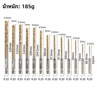 13PCS ดอกสว่านชุดไฮสปีด(ไม้-เหล็ก) ขนาด1.5-6.5 ดอกส่วานชุดไฮสปีด ดอกสว่านสวมเร็ว ดอกสว่าน