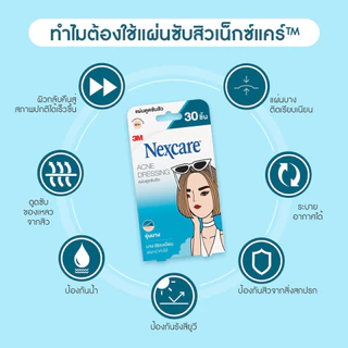 3M Acne Dressing Patch แผ่นดูดซับสิว รุ่นบาง เรียบเนียน 30 ชิ้น [PC]