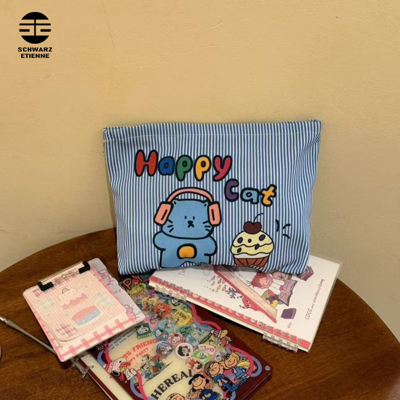 ออแกไนเซอร์เครื่องสำอางมีลวดลายการ์ตูนน่ารักของแมว ขนาดใหญ่ พกพาสะดวกสำหรับการท่องเที่ยวหรือใช้ในชีวิตประจำวัน