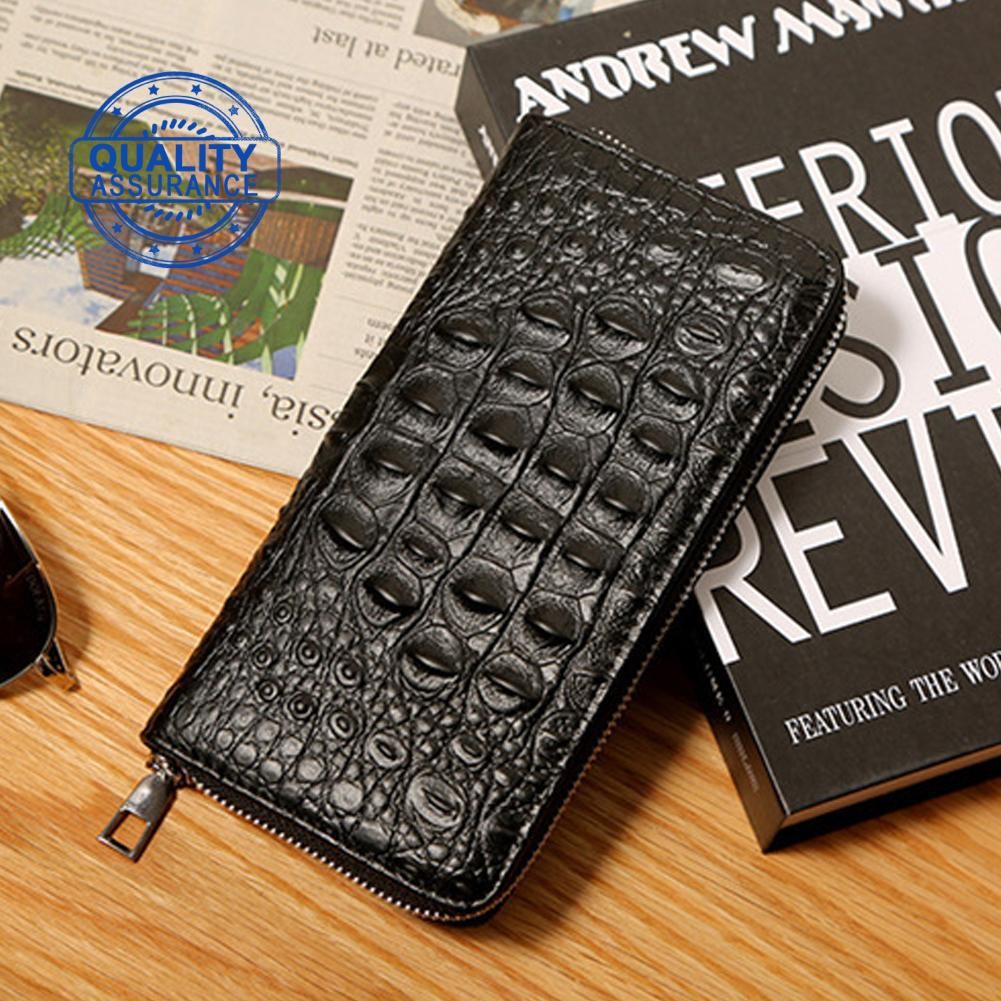 ลายจระเข้ Pu Long Wallet Mens Fashion Zipper Bag Wallet Clutch O4f3