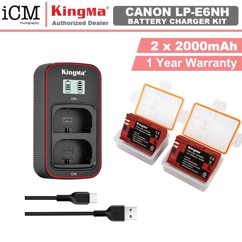 KingMa Canon LPE6 LPE6NH แบตเตอรี่ LCD Dual Charger Kit