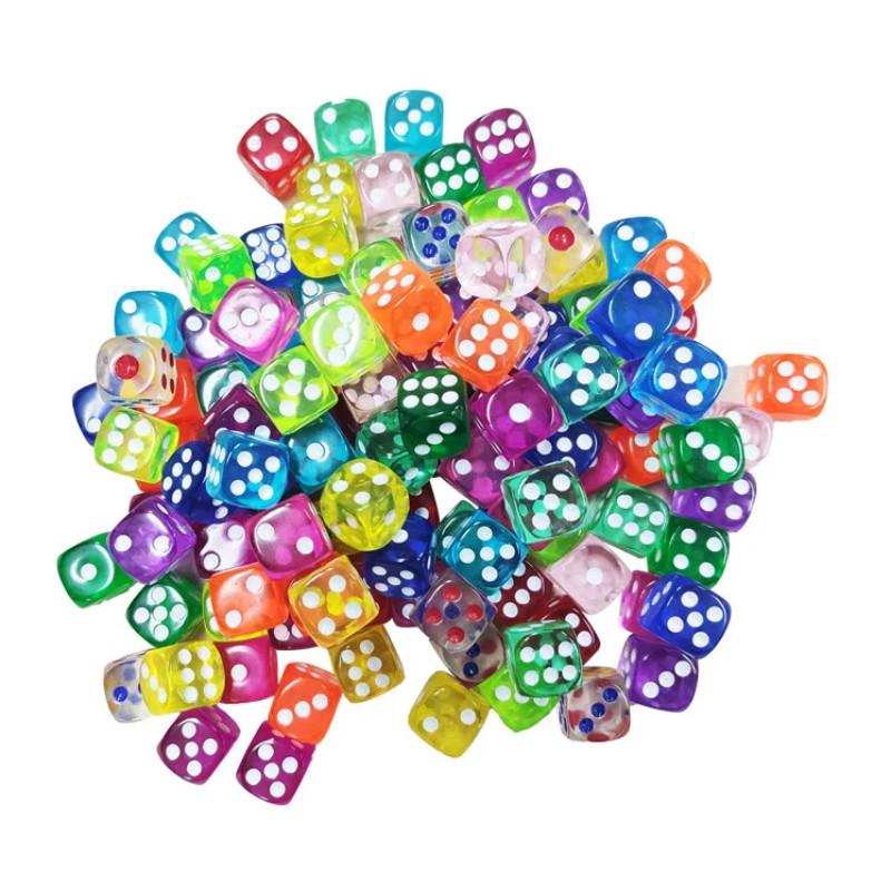 9pcs Clear Dice 14/16mm Random Color Clear/Solid Dice Set For table games,Bar Club Party and recreat
