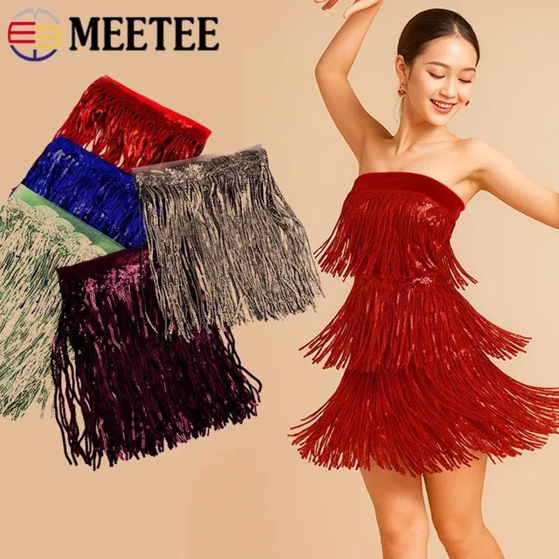 1Yard 18 ซม.เลื่อม Fringe สําหรับเสื้อผ้า Fringe เย็บพู่ริบบิ้น Trimmings ลูกไม้อุปกรณ์เสริม