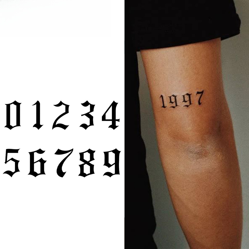สติกเกอร์ลายสักชั่วคราว 0-9 คงทนถึง 15 วัน กันน้ำได้ ออกแบบมาให้เรียบหรู และเหมาะสมสำหรับทุกคน