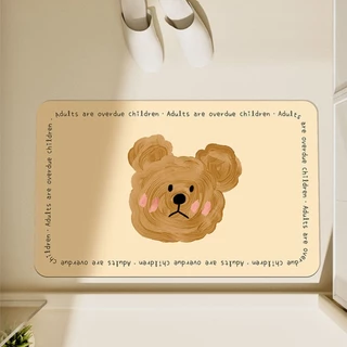 🏷️[Home]🐻 พรมเช็ดเท้า หนังPU Bear ต้าวหมี กันน้ํา โคลนไดอะตอม ลายหมีน่ารัก กันลื่น ซับน้ำได้ดีแห้งไว 40X60cm/40X120🐻