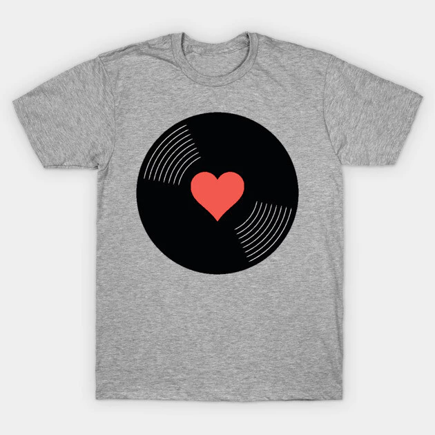 เสื้อยืด Vintage I heart vinyl records Cotton 100%