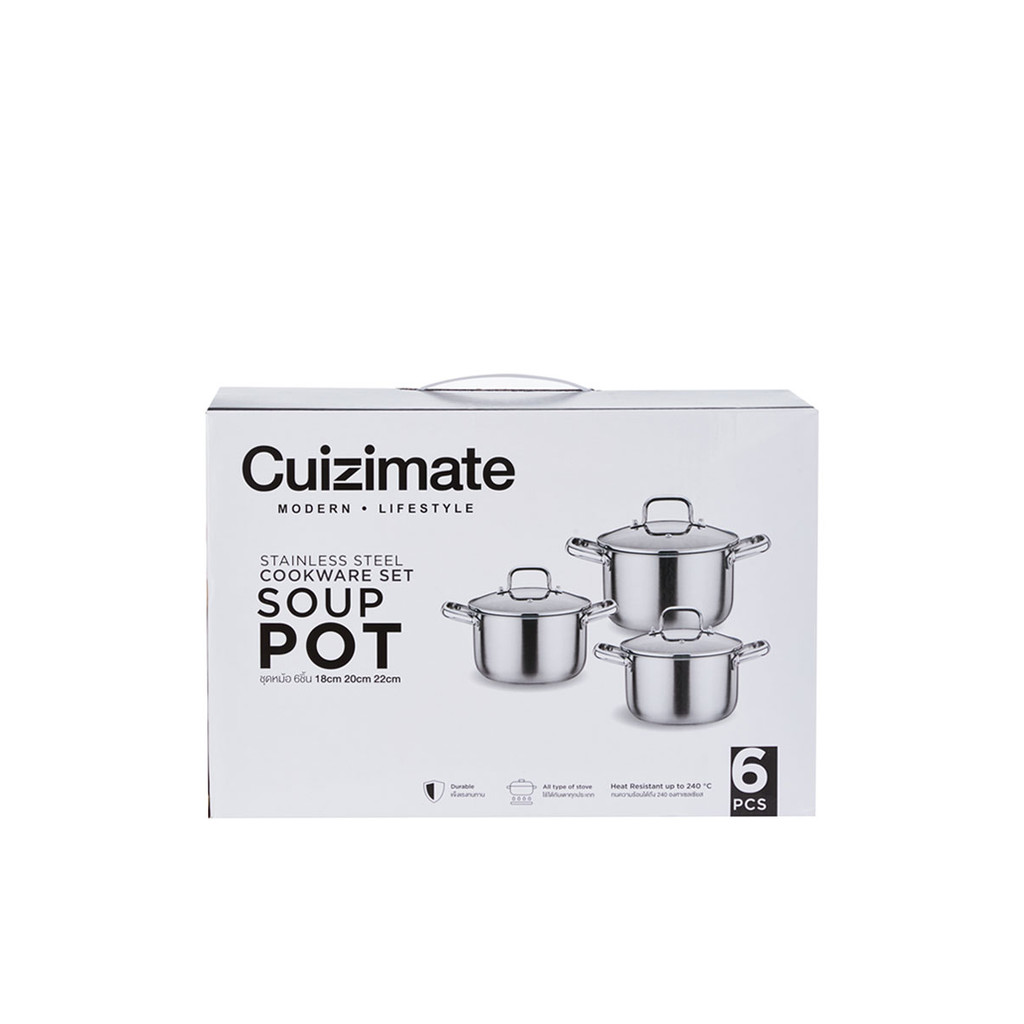 ชุดหม้อ Stock SS201 18/20/22cm. รุ่น  6 ชิ้น รุ่น FT0011A201 สีเงิน - รูปที่ 3
