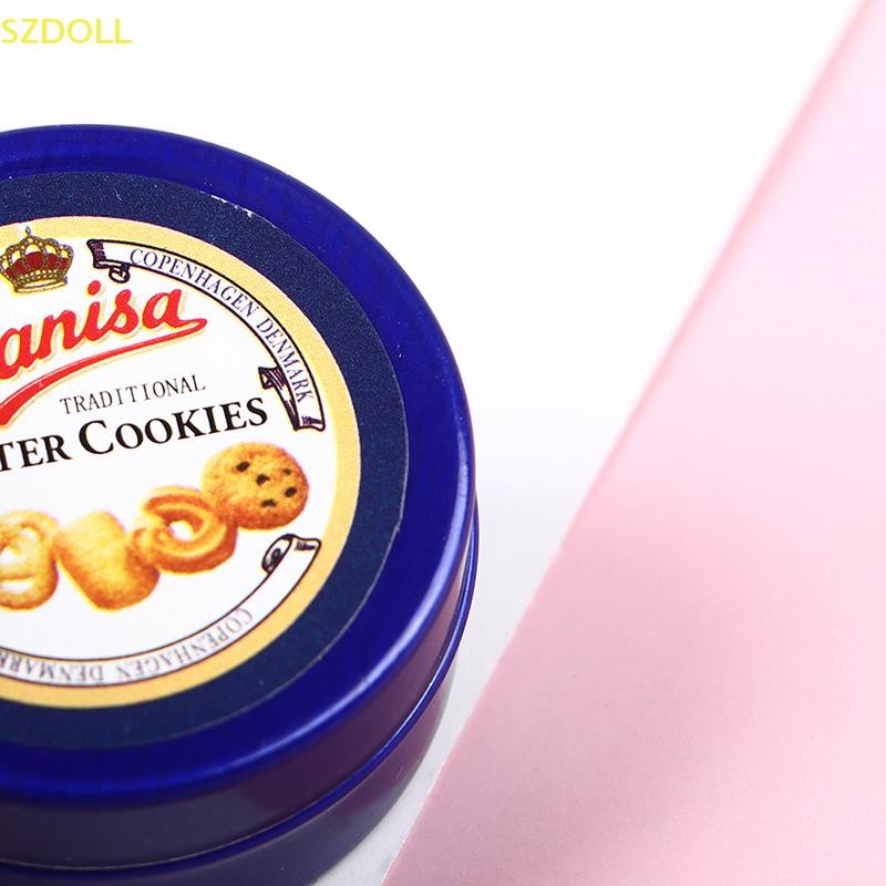 [cxSZDOLL] 1 ชิ้น 1/12 Dollhouse Miniature ภาษาเดนมาร์กคุกกี้สีฟ้ากล่องดีบุกชุดครัว Diy อุปกรณ์เสริม DOM - รูปที่ 6
