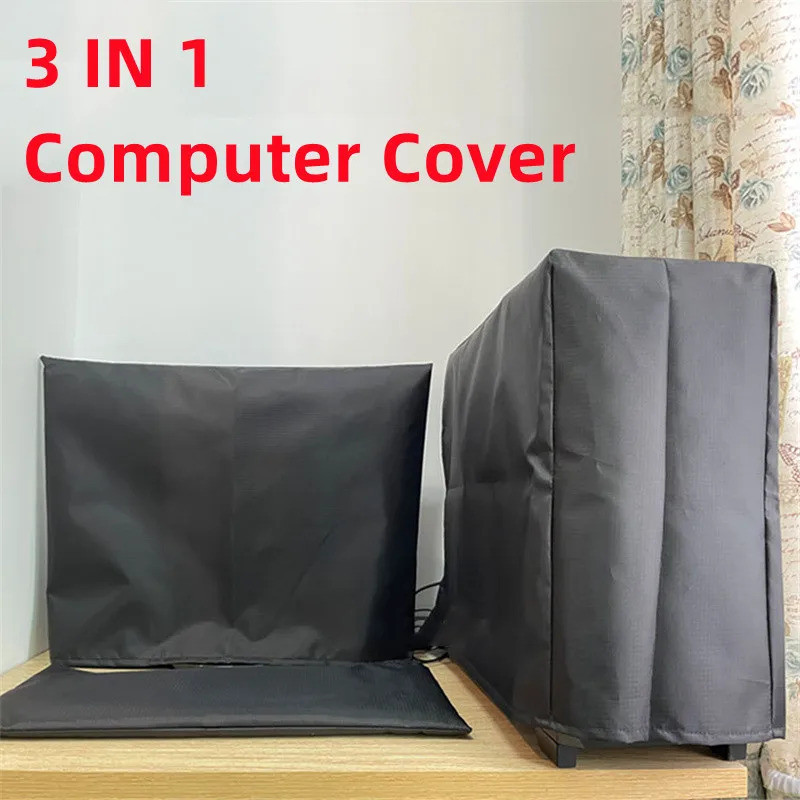 Three-in-One Oxford คอมพิวเตอร์เดสก์ท็อปฝาครอบกันฝุ่นกันน้ํา 19-29 นิ้วคีย์บอร์ดโฮสต์หน้าจอ LCD ฝาคร