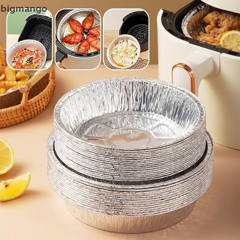 [bigmango] Air Fryer กระทะอลูมิเนียมฟอยล์อุปกรณ์ครัวภาชนะบรรจุอาหารเตาอบสี่เหลี่ยมถาดบาร์บีคิวน้ํามันหลักฐานไม่ติดครัวเบเกอรี่เครื่องมือสต็อกใหม