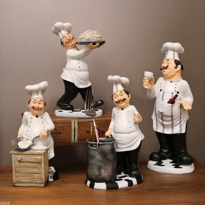 [สินค้าใหม่ข้อเสนอพิเศษ] American Retro Resin Chef เครื่องประดับทํางานบ้านร้านอาหาร Cafe ห้องครัวแฟช