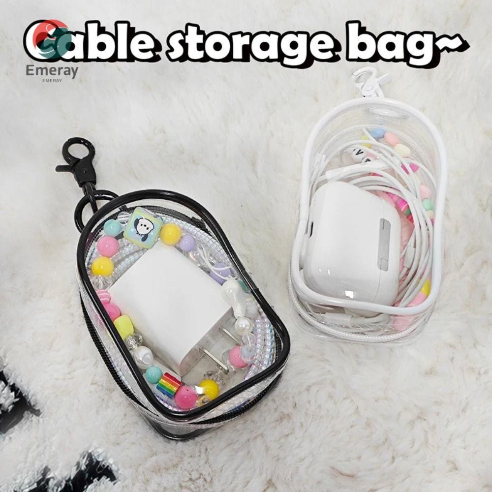อีมีเรย์ 1ชิ้นกล่องเก็บสายเคเบิลข้อมูล,ชุดหูฟังสายเคเบิลข้อมูลถุงเก็บเดินทางกลางแจ้ง,ทนทานแบบพกพาฝาครอบป้องกันออแกไนเซอร์กล่อง