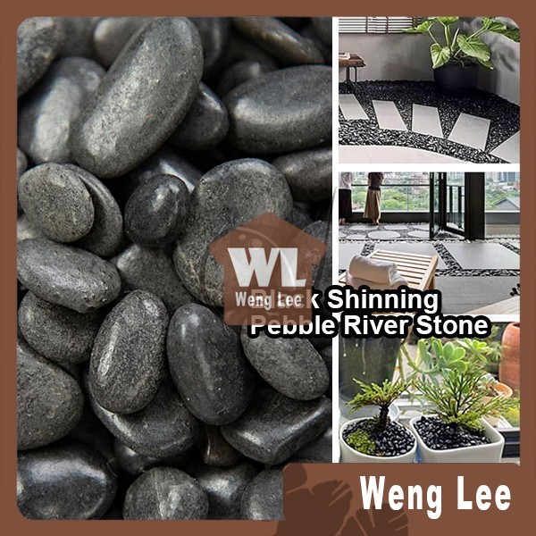 1 กก. Black Shinning Pebble River Stone Aquarium / Batu Sungai Hiasan Batu Akuarium Garden