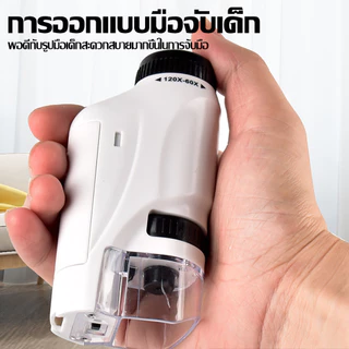 กล้องจุลทรรศน์พกพา กล้องจุลทรรศน์ 60-120X ของเล่นวิทยาศาสตร์ สำหรับนักเรียนประถม-มัธยม