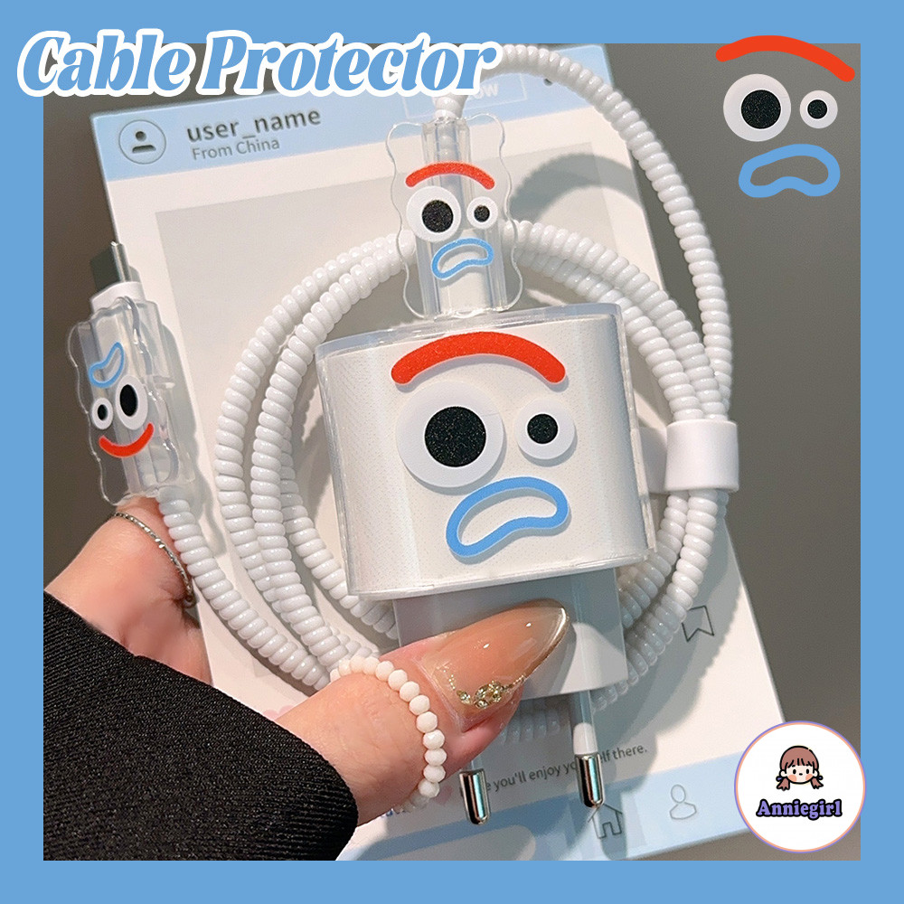 EURO น่ารักตลก Emoji Clear Charger Protector สําหรับ Iphone 20W ป้องกันสิ่งสกปรกป้องกันการแตกหัก Data Line Winder ป้องกันสําหรับ USB/Type-C