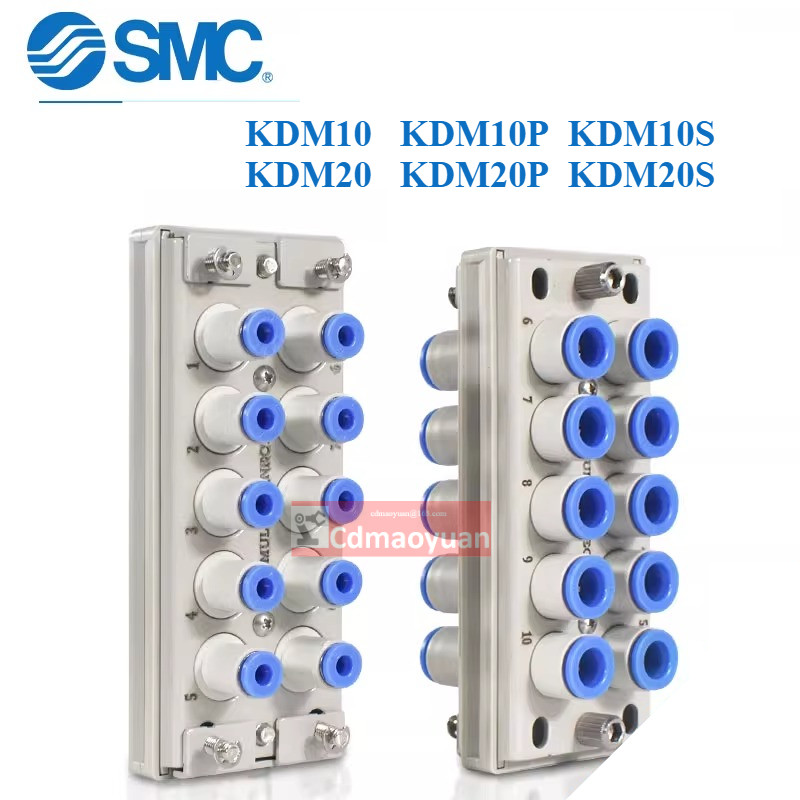 SMC สี่เหลี่ยม Multi-Tube ก้นประเภทนิวเมติก Joint KDM10/KDM10P/KDM10S/KDM20/KDM20P/KDM20S-04-06-08