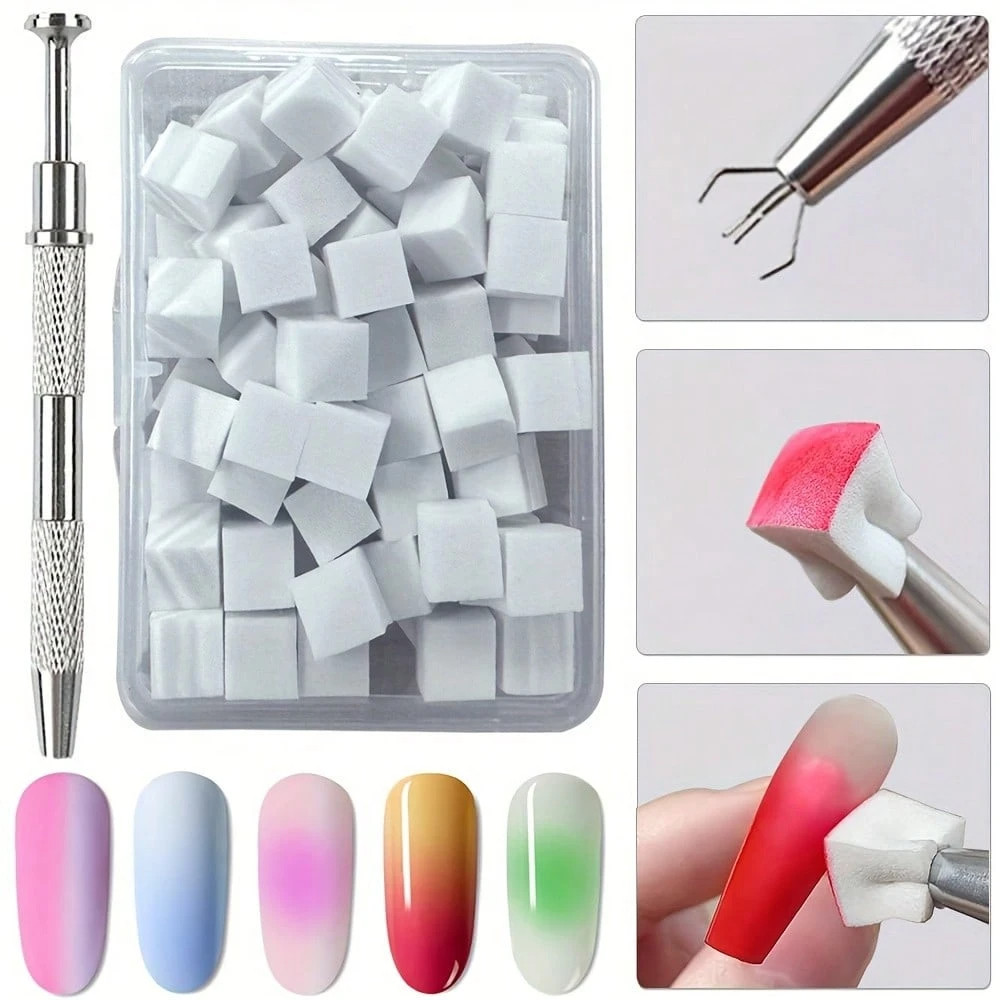 ฟองน้ําเต้าหู้บล็อก Grabber ชุดเครื่องมือมินิบล็อกเต้าหู้ Pat กาวฟองน้ํา Gradient Smudge Blush สี่เหลี่ยมเล็ก Grabber ปากกาเครื่องมือ, 100 ชิ้นบล็อกเต้าหู้ 1 Grabber ปากกา