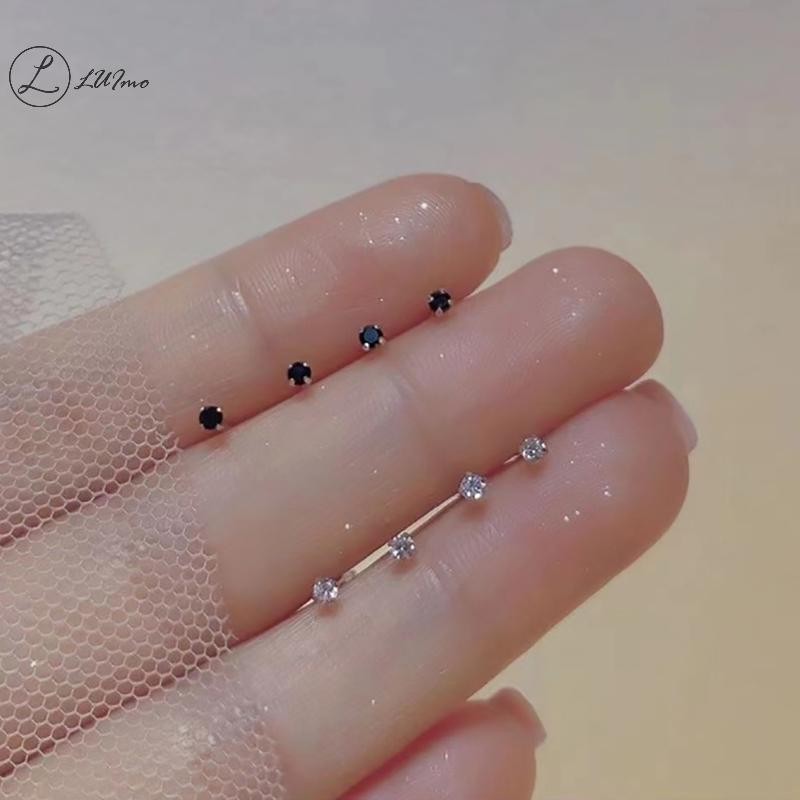 LUImo 1 คู่แฟชั่นอินเทรนด์ Mini Zircon ต่างหูสตั๊ดสําหรับผู้หญิงสาวทุกวันเรขาคณิตต่างหูขนาดเล็กหูกระดูกเล็บเครื่องประดับอุปกรณ์เสริมใหม่