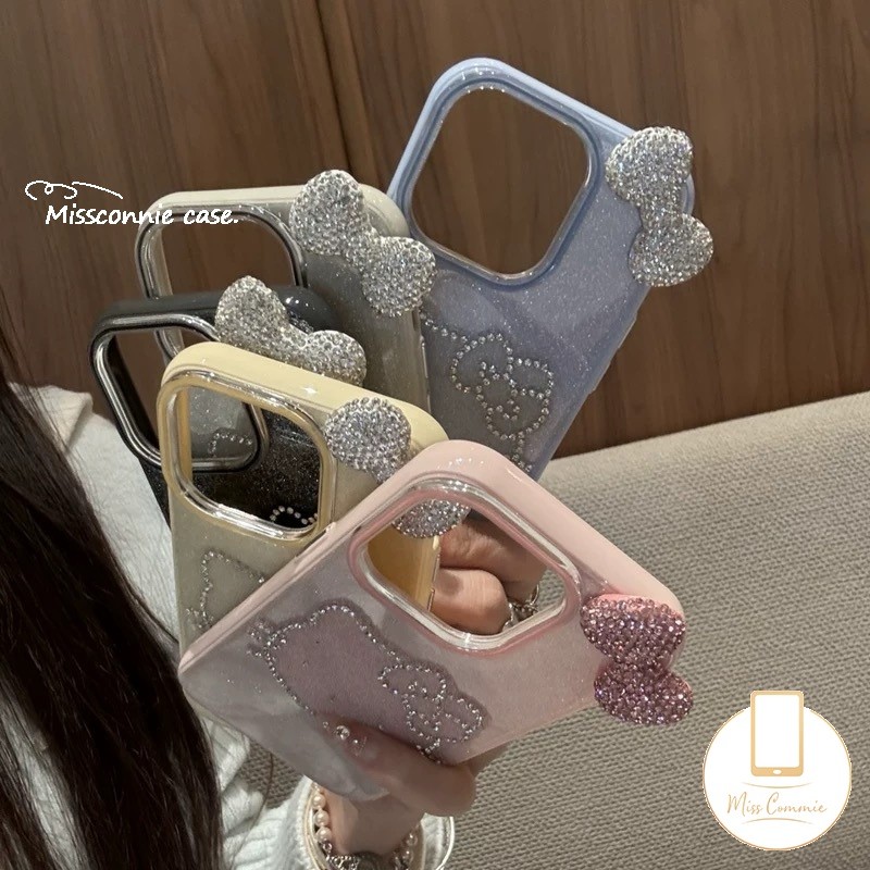 สําหรับRedmi 13 10 14C 13C 9 A4 12C 13X 12 9C NFC 10A 9T A3 9A 10C A1 A2 Redmiหมายเหตุ13 12 14 10 9 11 10s 8 Pro Max Poco C71 C61 X5 M6Pro X6 เคสตุ๊กตา DIY โบว์เงาคิตตี้น่ารัก