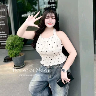 Plussize อก 38-58 นิ้ว เสื้อคล้องคอ Polkadot socute