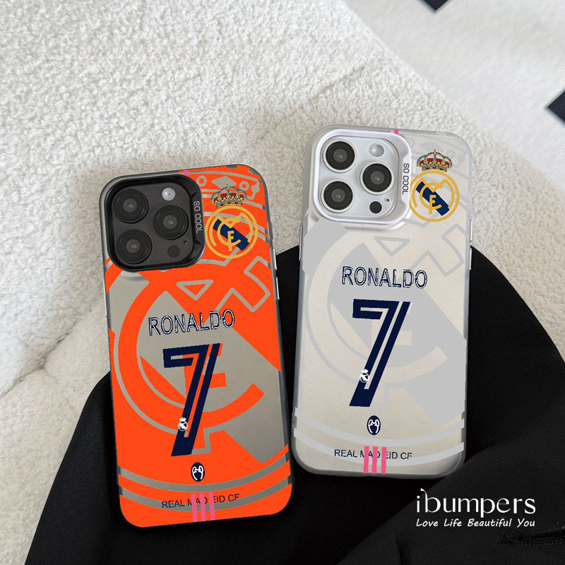ibumpers เคสไอโฟน Real Madrid C Ronaldo No.7 Jersey รูปแบบผู้ชายเคสโทรศัพท์สําหรับ Iphone 16 15 14 13 12 11 Pro Max IMD Hard Premium กันกระแทกปกหลัง