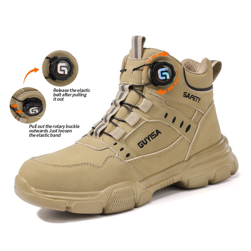 รองเท้าเซฟตี้รองเท้าทํางานเหล็ก Soe รองเท้าบูทกันน้ํา High-cut 37-46 F055 R32W ZY9D