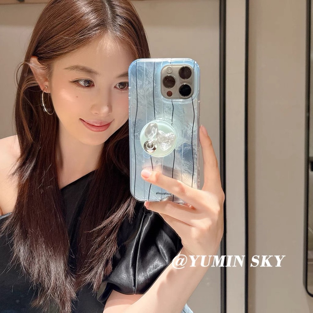 เหมาะสําหรับ Samsung s25 เคสโทรศัพท์ s24s23s22s21 + Blue Stripes s20fe Love Gem Bracket note20ultra 